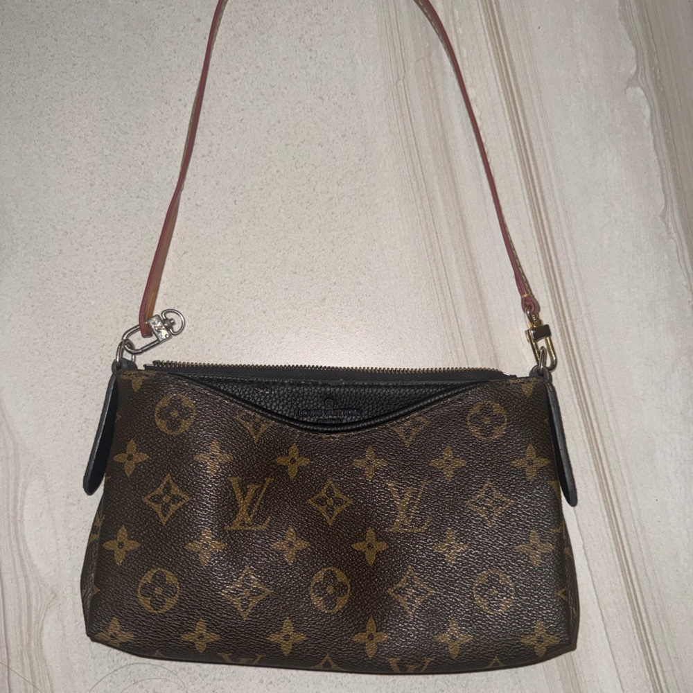 Louis Vuitton Monogram Canvas Crossbody with Red-Tone Strap